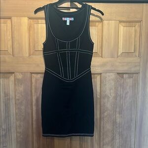 Urban Outfitters Black Mini Dress white stitching